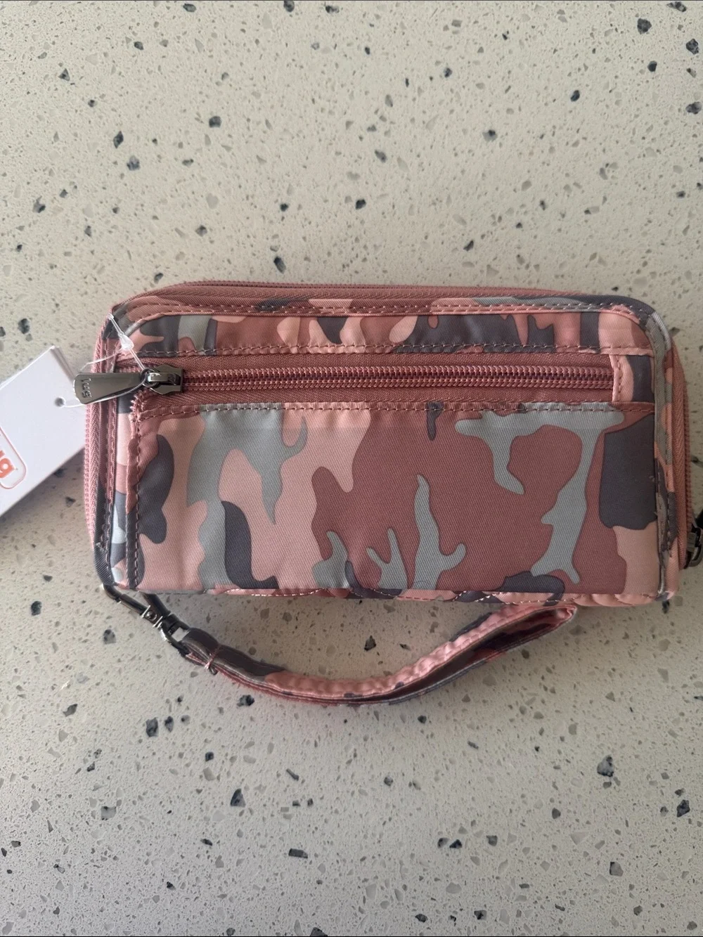 Lug Splits XL Camo Rose Wristlet Wallet RFID Casual Travel Zip Closure NWT